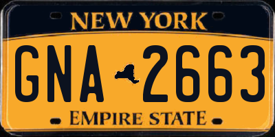 NY license plate GNA2663