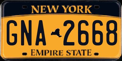 NY license plate GNA2668