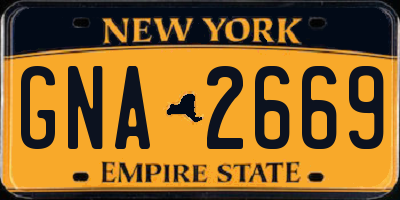NY license plate GNA2669