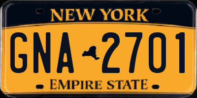 NY license plate GNA2701