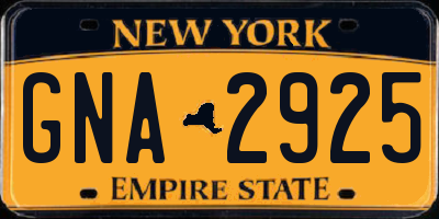 NY license plate GNA2925