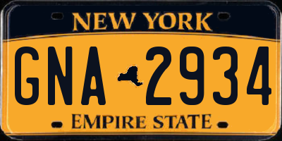 NY license plate GNA2934