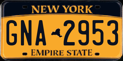 NY license plate GNA2953