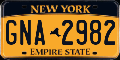 NY license plate GNA2982