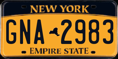 NY license plate GNA2983