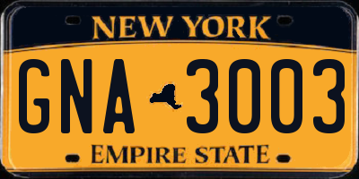 NY license plate GNA3003