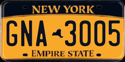 NY license plate GNA3005