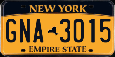 NY license plate GNA3015