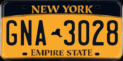 NY license plate GNA3028