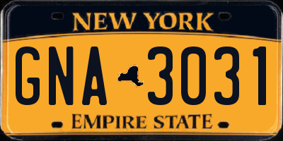 NY license plate GNA3031