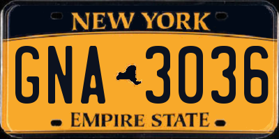 NY license plate GNA3036