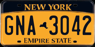 NY license plate GNA3042