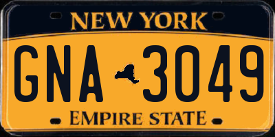 NY license plate GNA3049