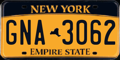 NY license plate GNA3062