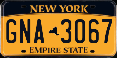 NY license plate GNA3067
