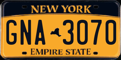 NY license plate GNA3070