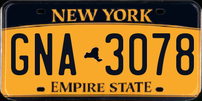 NY license plate GNA3078