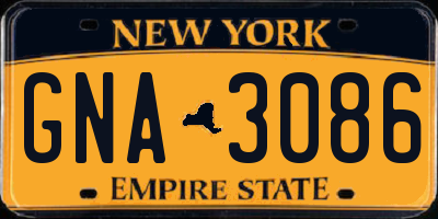 NY license plate GNA3086