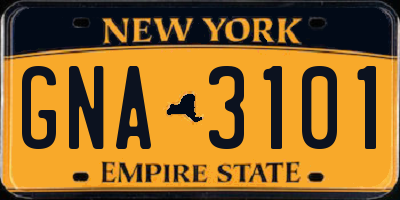 NY license plate GNA3101