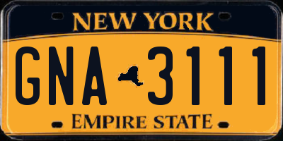 NY license plate GNA3111