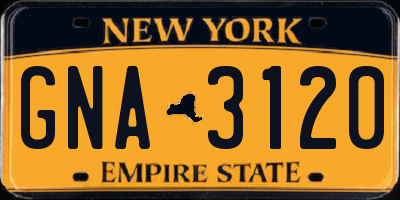 NY license plate GNA3120