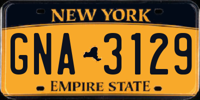 NY license plate GNA3129