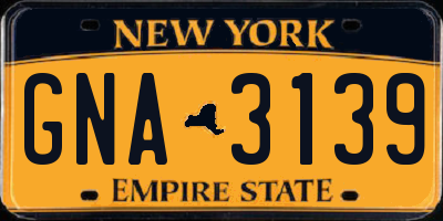 NY license plate GNA3139