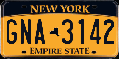 NY license plate GNA3142