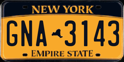 NY license plate GNA3143
