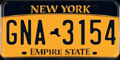 NY license plate GNA3154