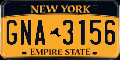 NY license plate GNA3156