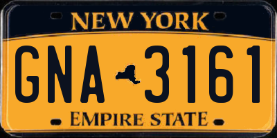 NY license plate GNA3161