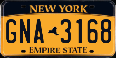 NY license plate GNA3168