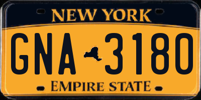 NY license plate GNA3180