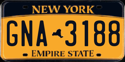 NY license plate GNA3188