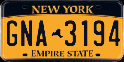 NY license plate GNA3194