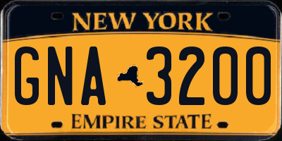 NY license plate GNA3200
