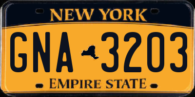 NY license plate GNA3203