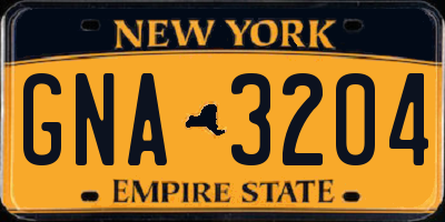 NY license plate GNA3204
