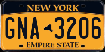 NY license plate GNA3206