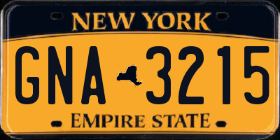 NY license plate GNA3215