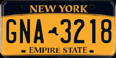 NY license plate GNA3218