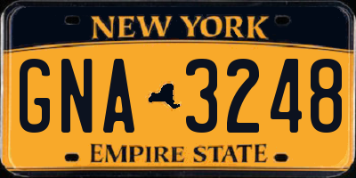 NY license plate GNA3248