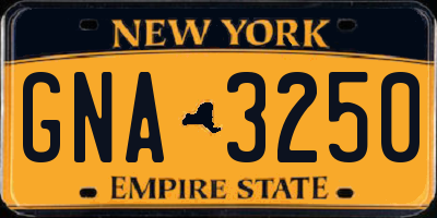 NY license plate GNA3250