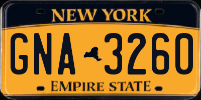 NY license plate GNA3260