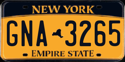 NY license plate GNA3265