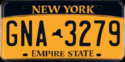 NY license plate GNA3279