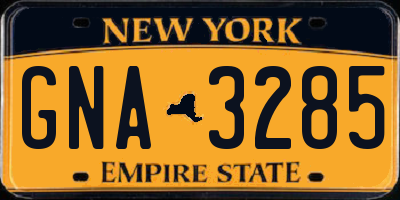 NY license plate GNA3285