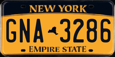NY license plate GNA3286