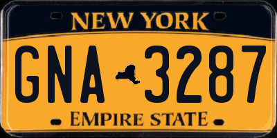 NY license plate GNA3287